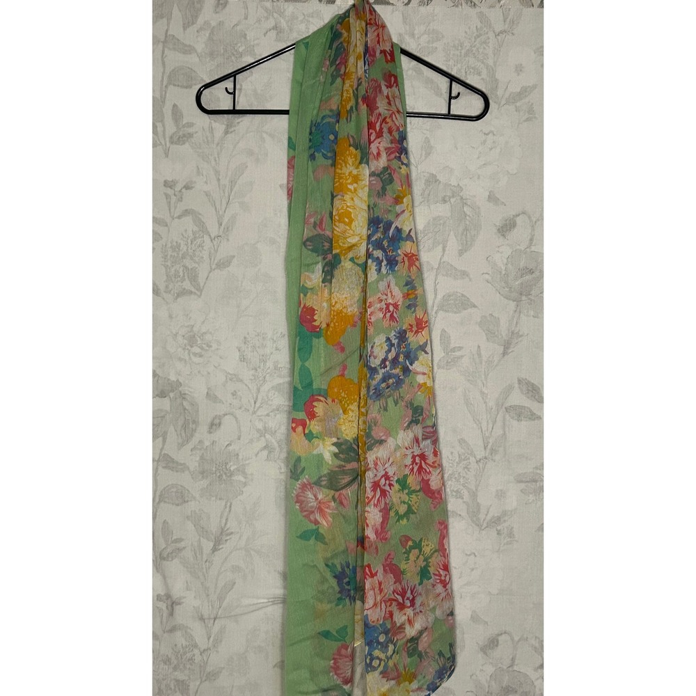 Lightweight Floral Scarf Wrap Shawl Green Pink Yellow Blue Women